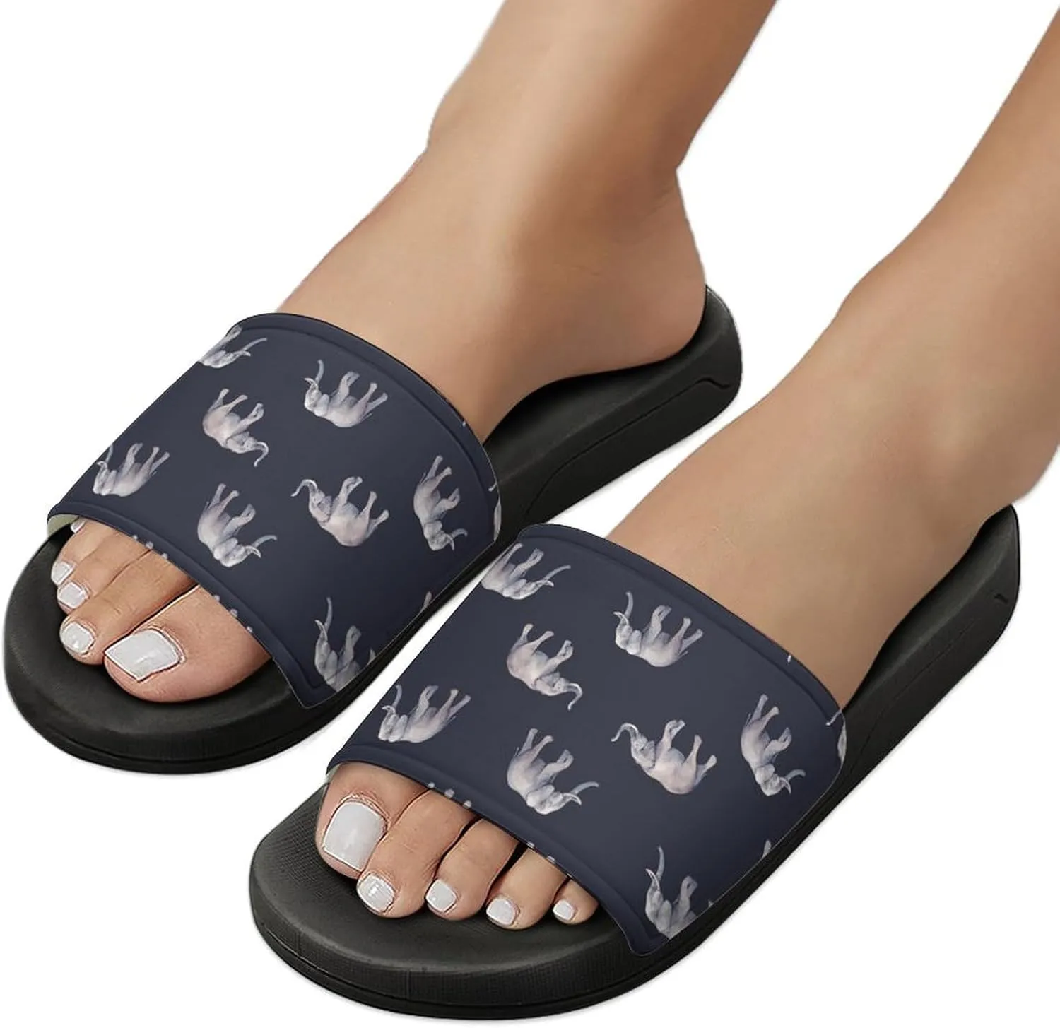 Watercolor Elephant House Slippers for Women Men Shower Slides Bathroom Sandals