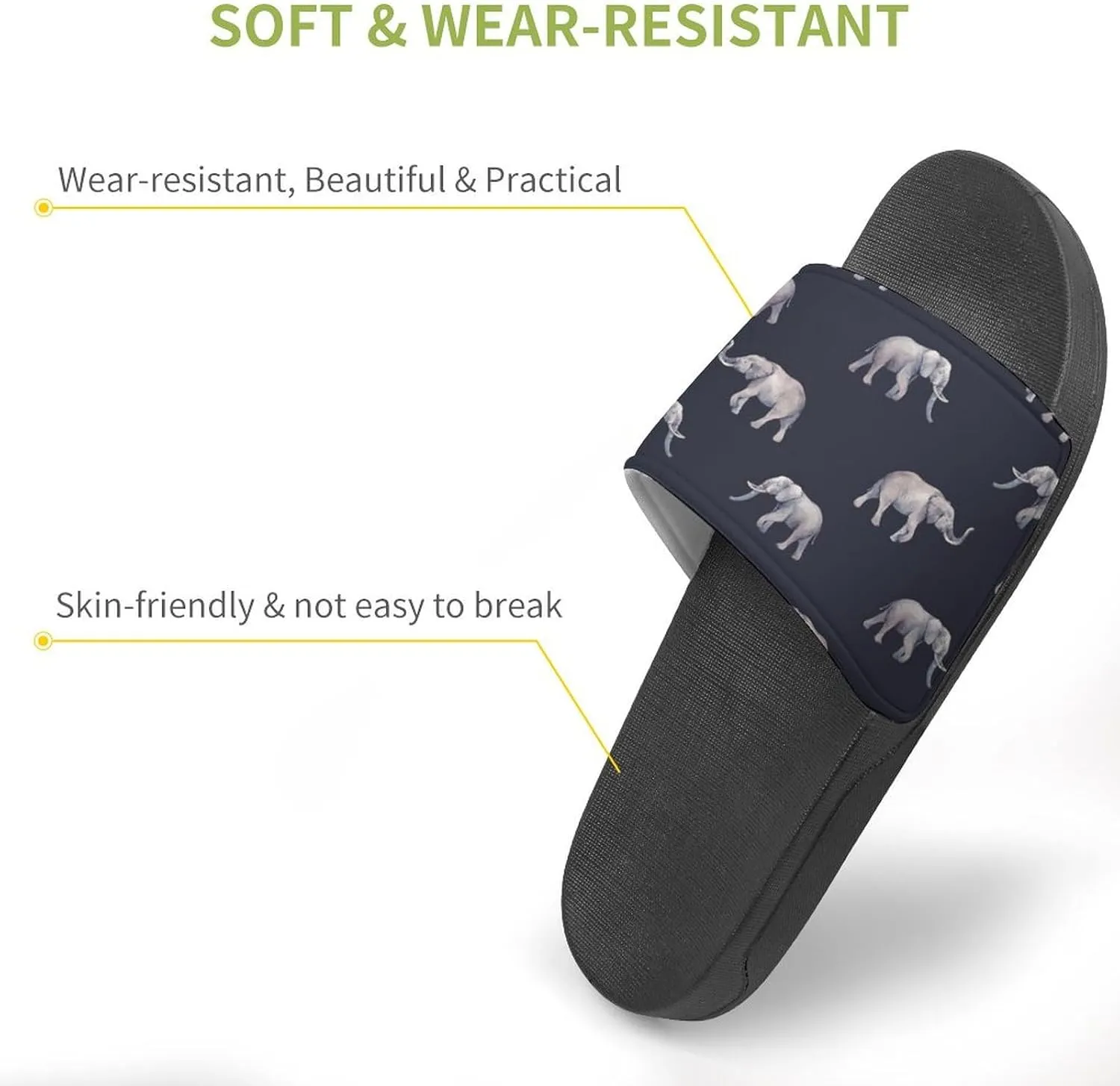 Watercolor Elephant House Slippers for Women Men Shower Slides Bathroom Sandals