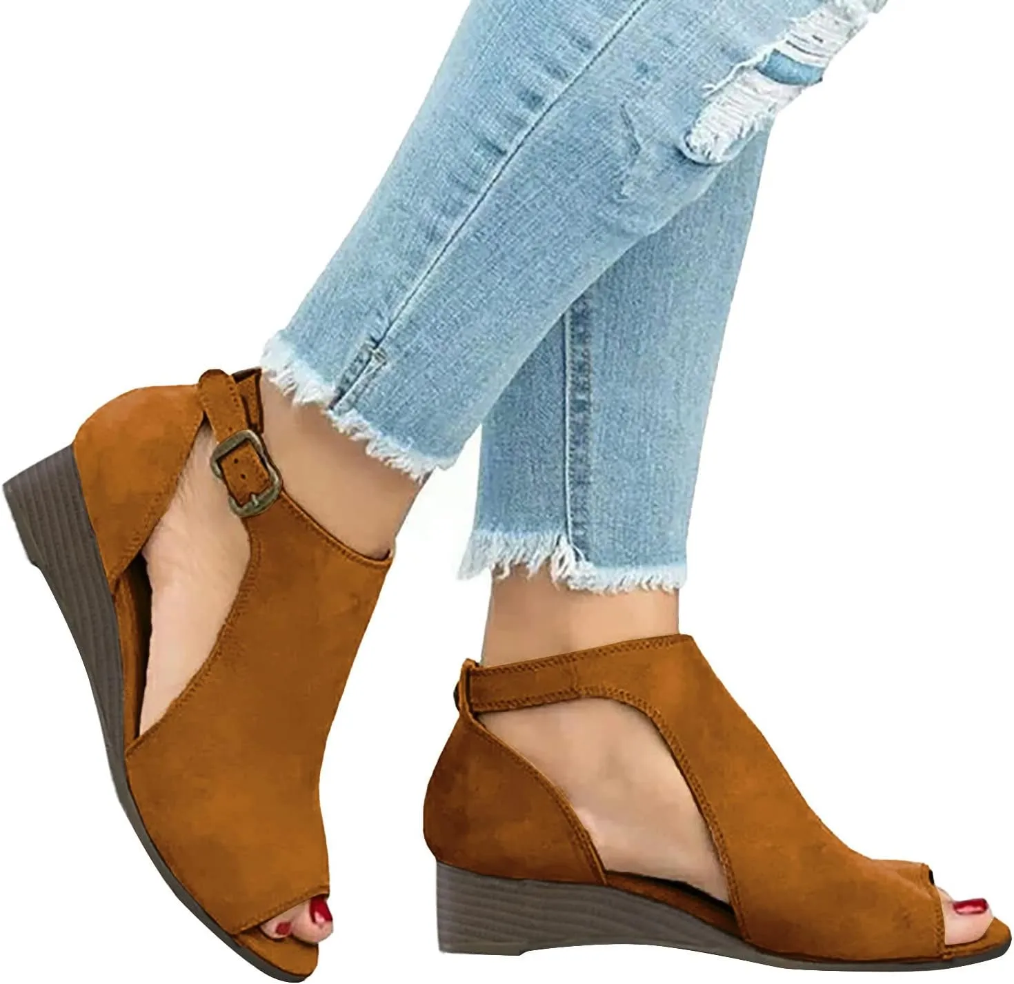 Wedge Sandals for Women Dressy Summer,Women Open Toe Sandal Hollow Out Gladiator Sandals High Top Ankle Zipper Low Heels Sandals Dressy Wedding Party Shoes Platform Sandals