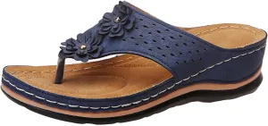 Women Wedge Sandals Orthopedic Clip Toe Orthopedic Sandals with Arch Support Casual Walking Slip on Flip Flops