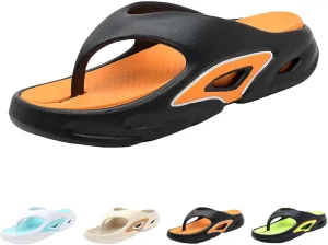 Womens Flipflops with Arch Support Mens Pillow Sandals Beach Casual Orthotic Wedge Slippers Slip on Colorblock Slides