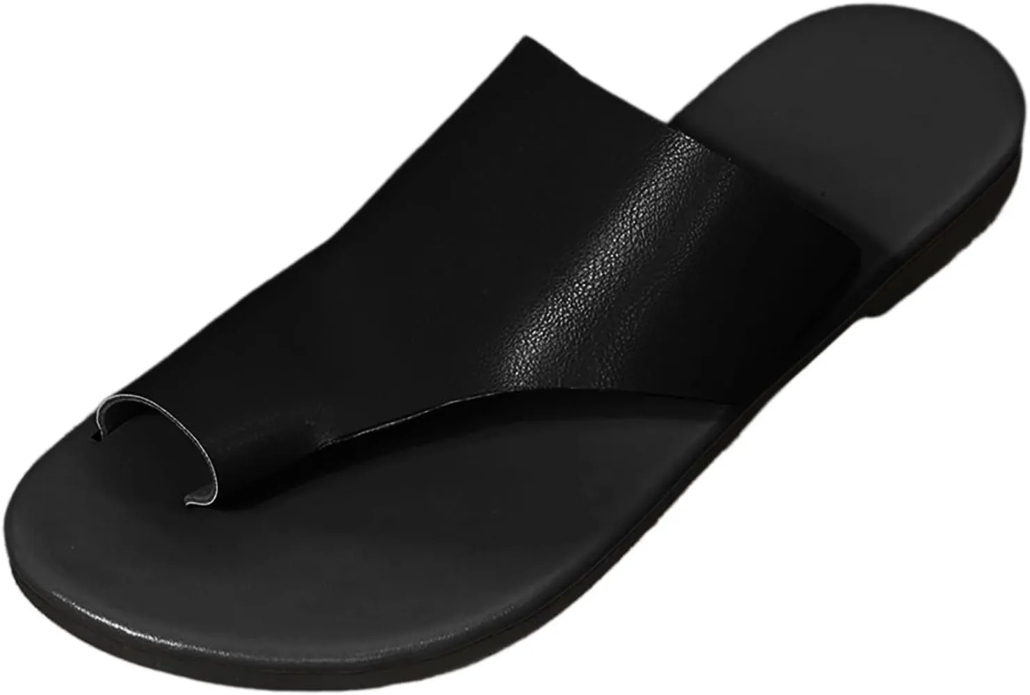 Womens Wedges Leather Ring Toe Sandals Orthopedic Correction Platform Non-Slip Open Toe Casual Beach Slip On Slippers