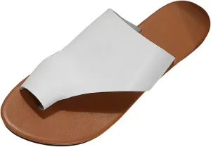 Womens Wedges Leather Ring Toe Sandals Orthopedic Correction Platform Non-Slip Open Toe Casual Beach Slip On Slippers