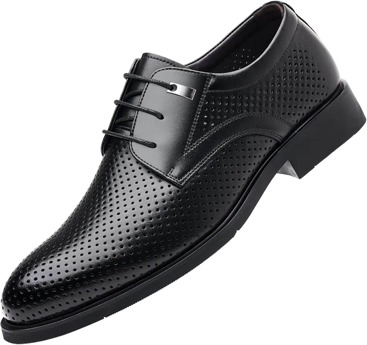 WUIWUIYU Teens Boys' Men's Summer Formal Dress Oxfords Lace-up Perforated Wedding Business Wintips Flat Shoes