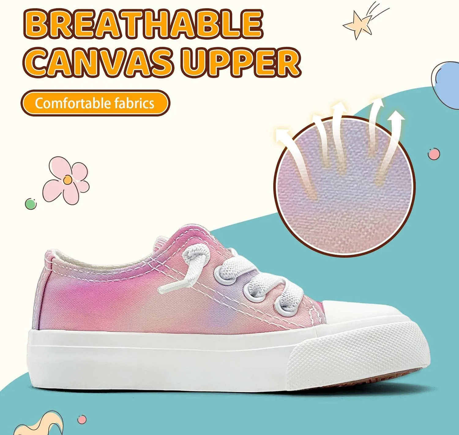 xinran&shengli Toddler Kid Canvas Shoes Boys and Girls Slip On Sneakers Toddler Little Kid Big Kid Lowtop Sneakers Shoes
