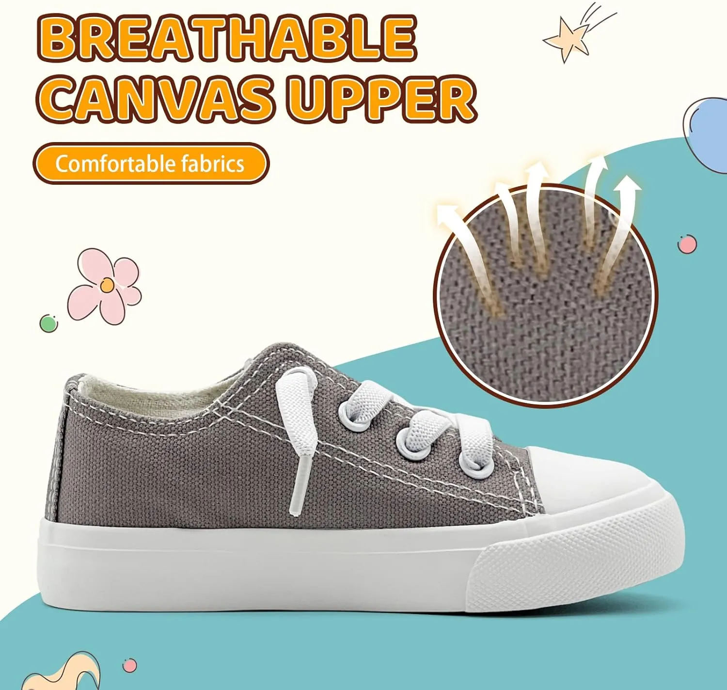 xinran&shengli Toddler Kid Canvas Shoes Boys and Girls Slip On Sneakers Toddler Little Kid Big Kid Lowtop Sneakers Shoes