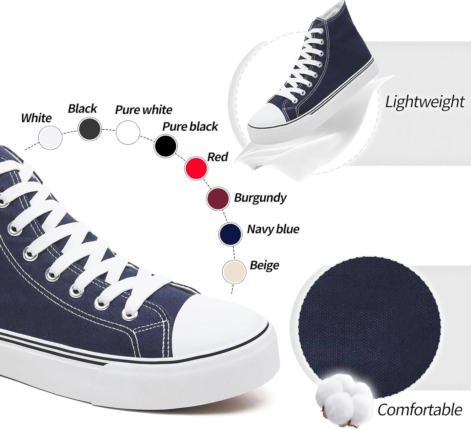 yageyan Men??s High Top Canvas Sneakers Fashion Lace up Walking Shoes Casual Classic