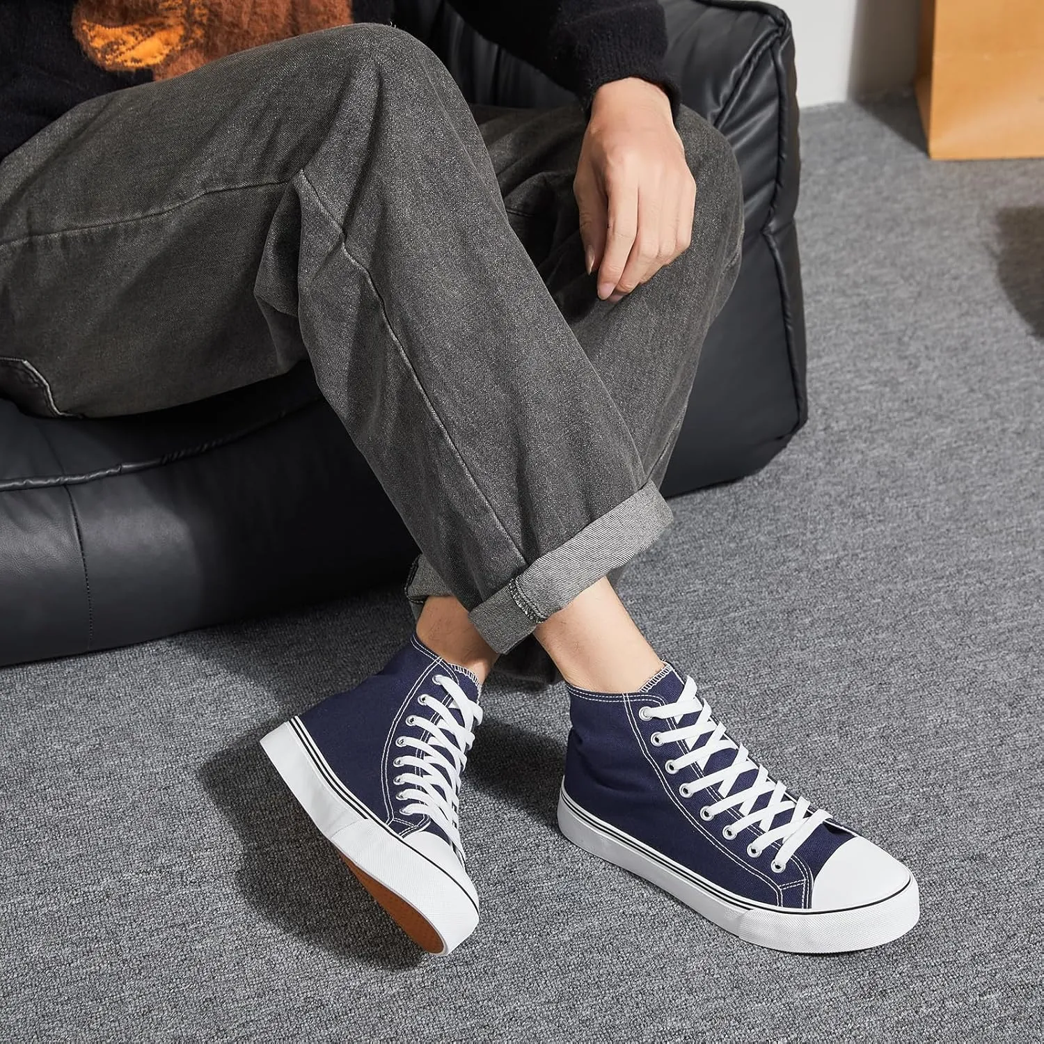 yageyan Men??s High Top Canvas Sneakers Fashion Lace up Walking Shoes Casual Classic